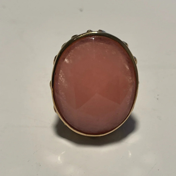 Barse Bold Peach Adventurine Faceted Bronze Statement Ring Women’s 7 - Picture 2 of 4